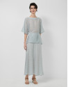 Midi skirt with slits in blue-toned printed ... | Roberto Verino