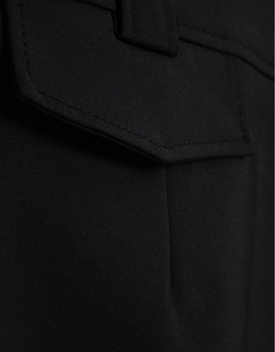 Black technical fabric straight midi skirt | Roberto Verino