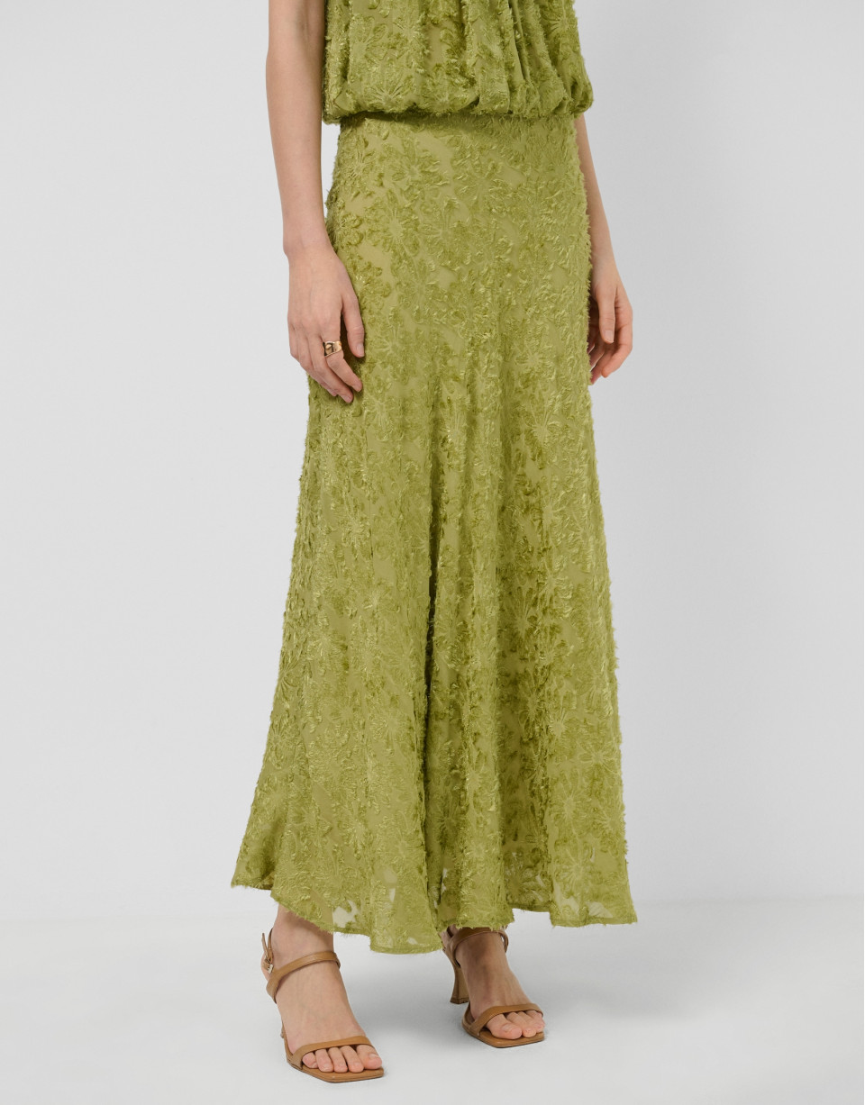 Midi skirt in moss green fill coupé - Woman | Roberto Verino