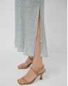 Midi skirt with slits in blue-toned printed ... | Roberto Verino