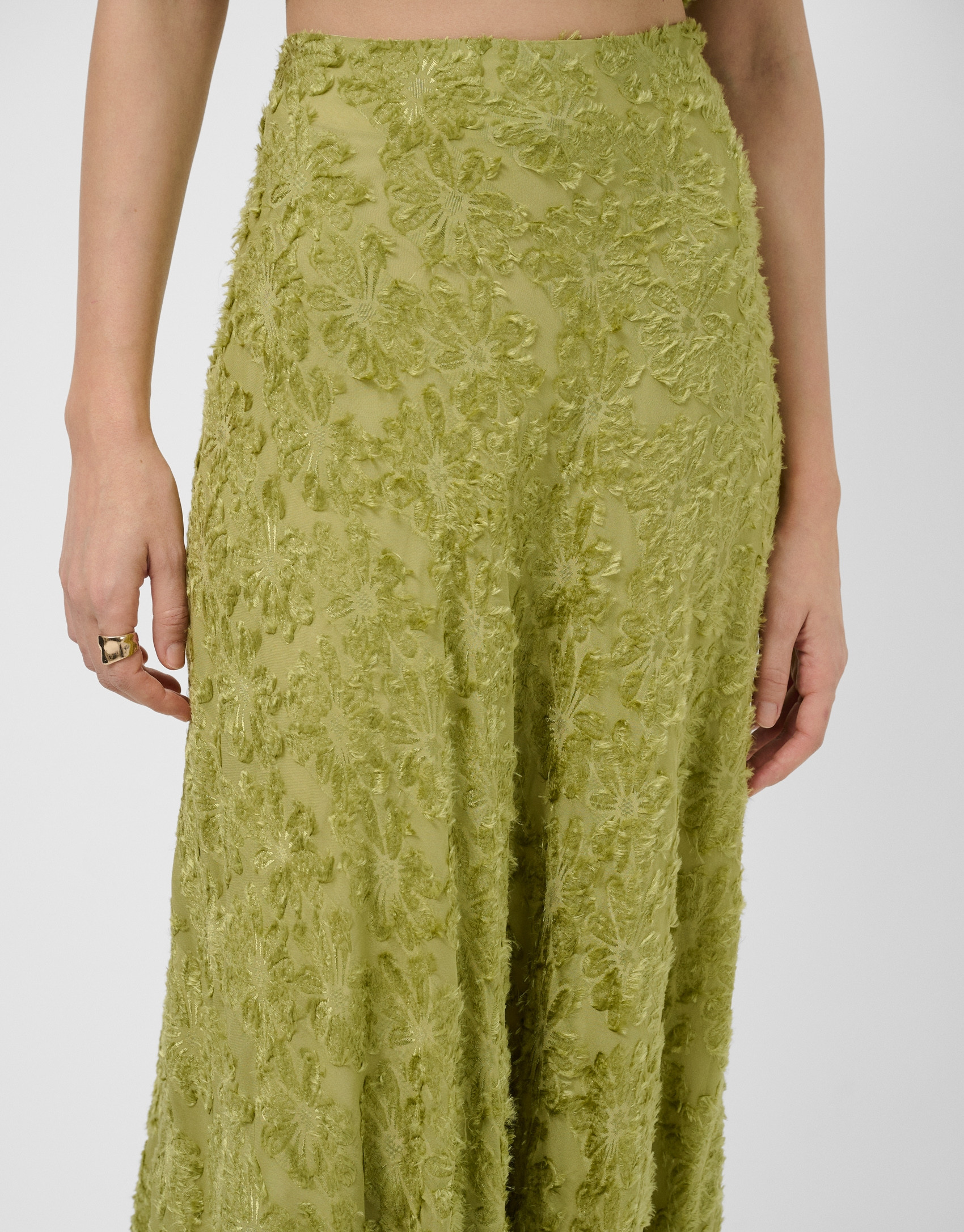 Midi skirt in moss green fill coupé - Woman | Roberto Verino