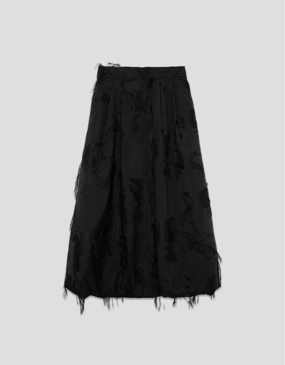 Falda globo negra con jacquard fantasía - Mujer | Roberto Verino