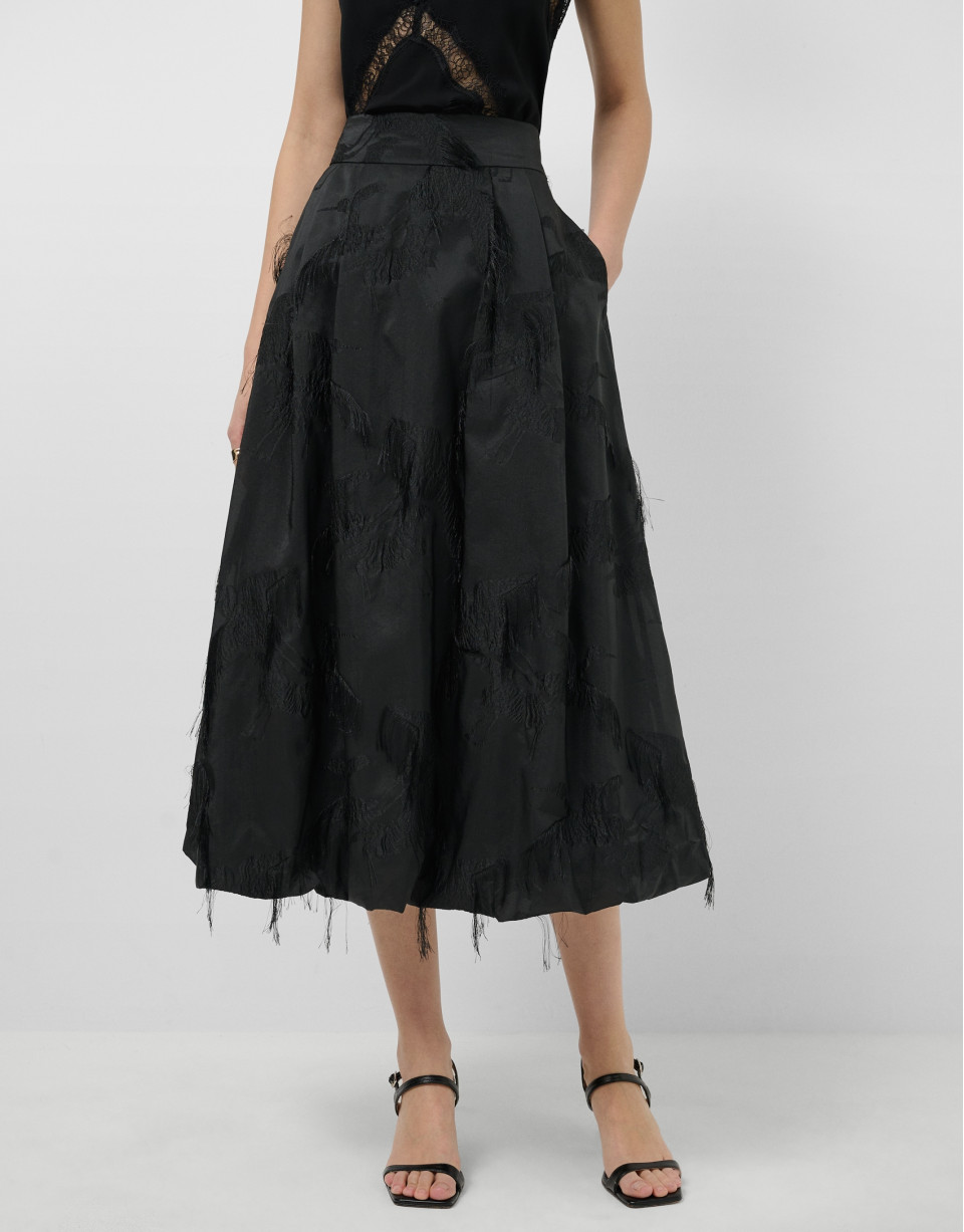 Black balloon skirt with fancy jacquard - Woman | Roberto Verino