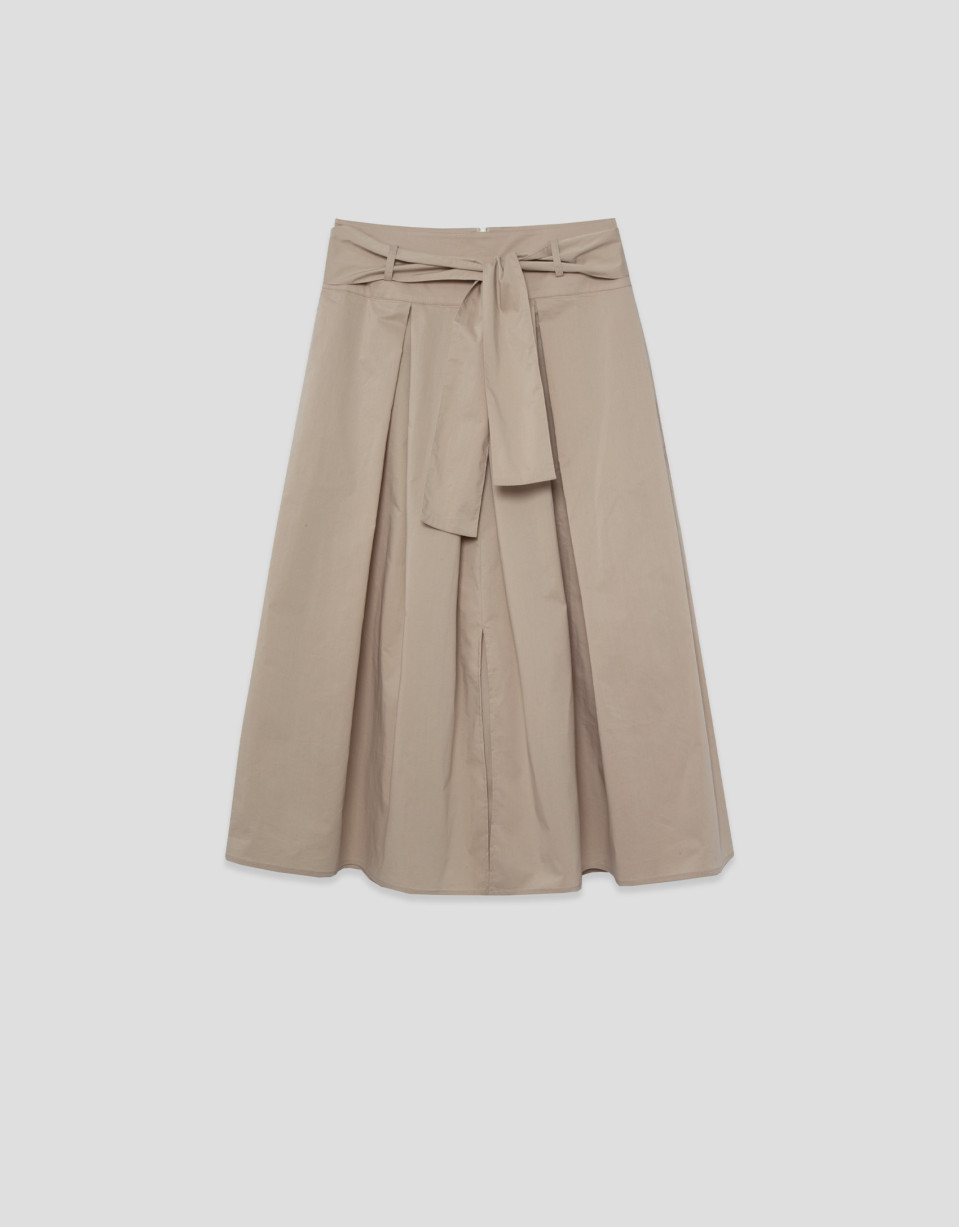Camel pleated midi skirt - Woman - SS2026 | Roberto Verino