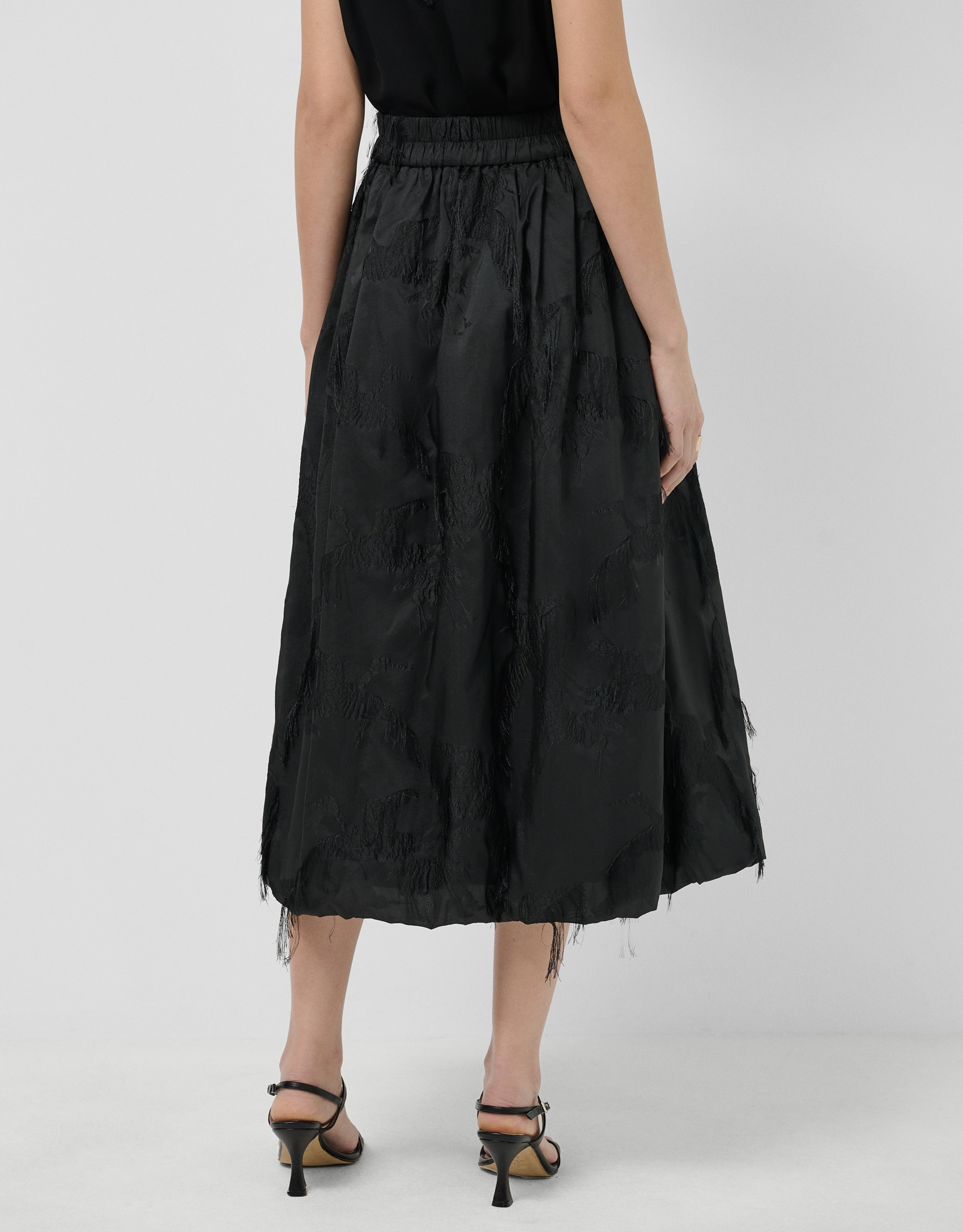 Black balloon skirt with fancy jacquard - Woman | Roberto Verino