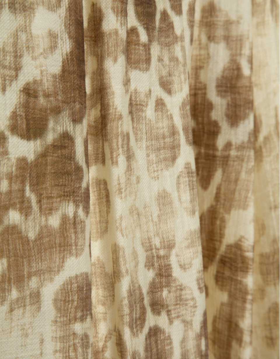 Beige-toned printed crepe midi skirt - Woman | Roberto Verino