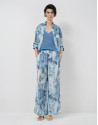Blue floral print crepe palazzo trousers | Roberto Verino