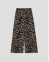 Brown leaf print crepe palazzo trousers - Woman | Roberto Verino