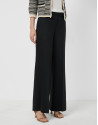 Black linen blend straight-leg trousers - Woman | Roberto Verino