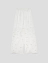 White devoré palazzo trousers with floral print | Roberto Verino