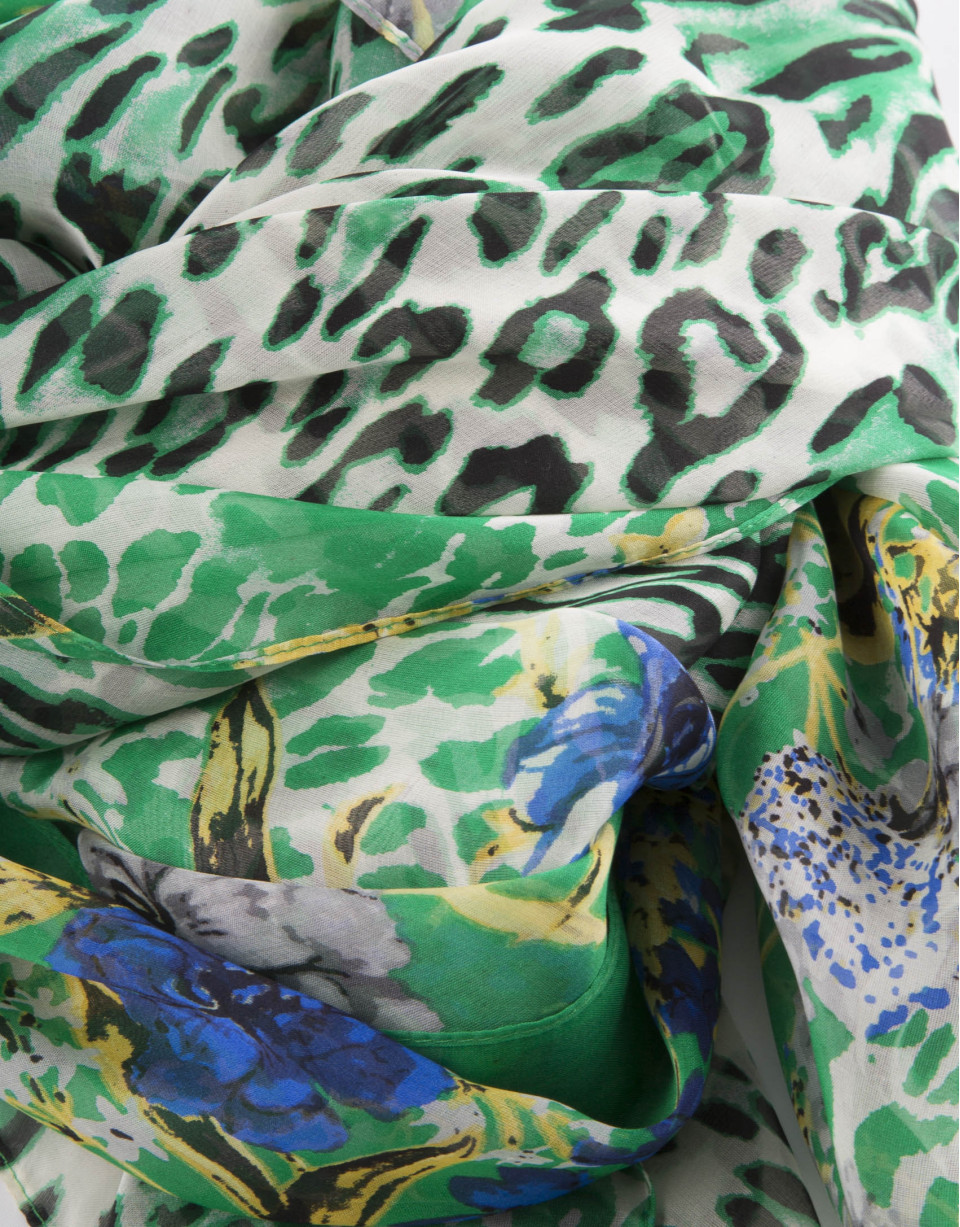 Green print scarf