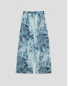 Blue floral print crepe palazzo trousers | Roberto Verino