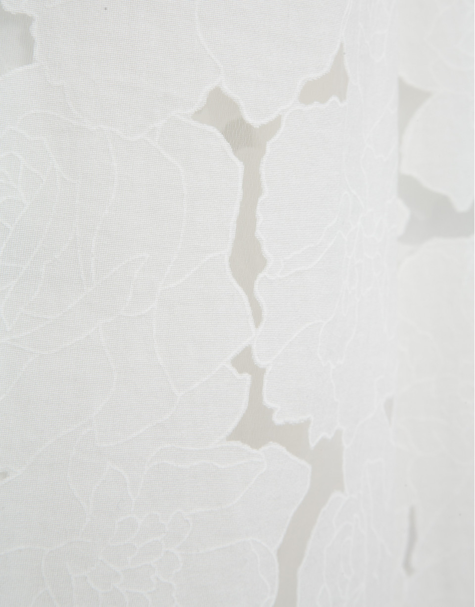 White devoré palazzo trousers with floral print | Roberto Verino