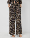 Brown leaf print crepe palazzo trousers - Woman | Roberto Verino