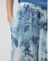 Blue floral print crepe palazzo trousers | Roberto Verino