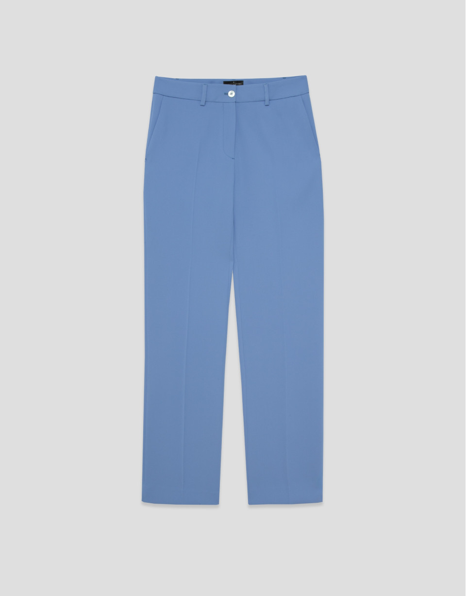 Light blue crepe straight-leg trousers - Woman | Roberto Verino