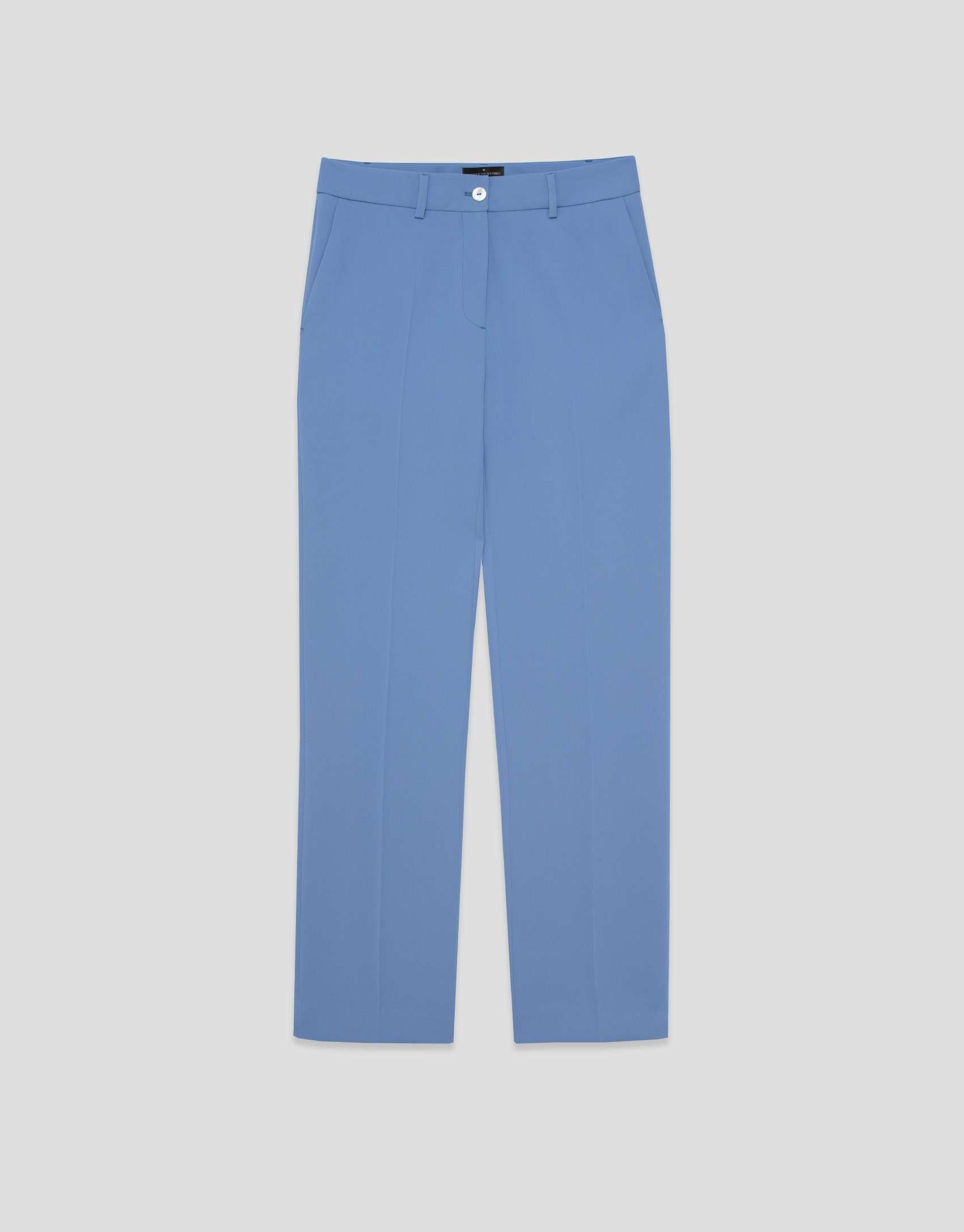 Light blue crepe straight-leg trousers - Woman | Roberto Verino
