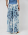 Blue floral print crepe palazzo trousers | Roberto Verino
