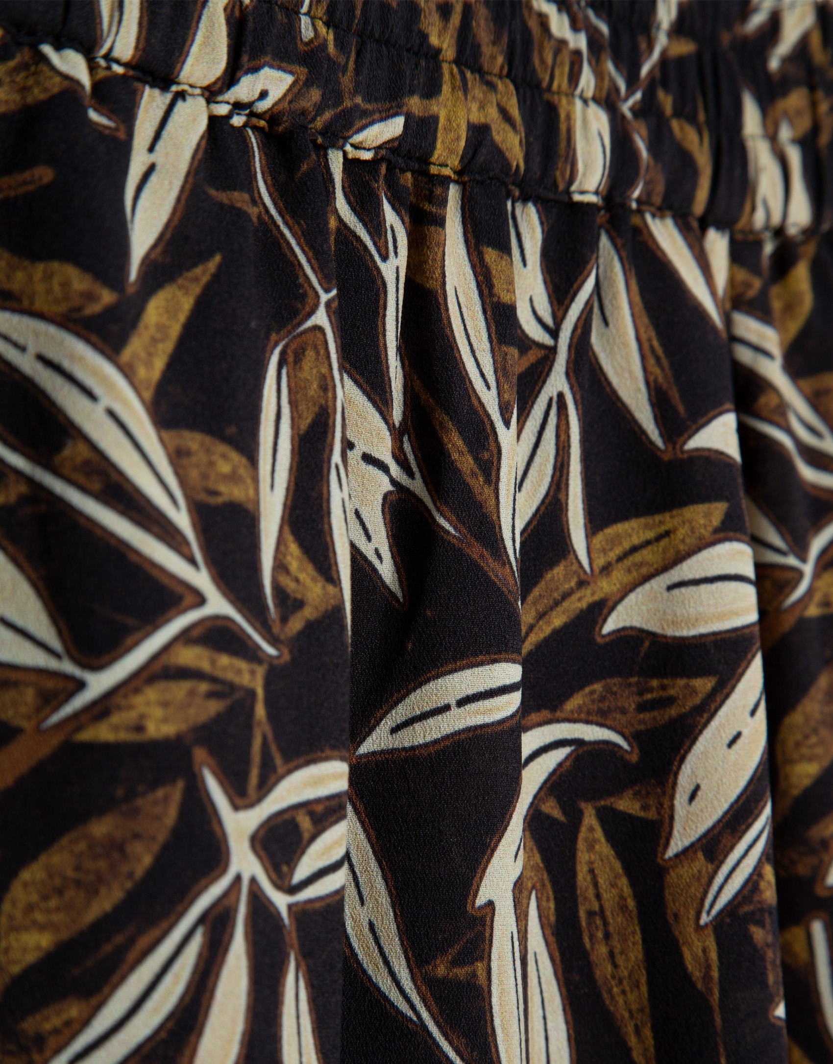 Brown leaf print crepe palazzo trousers - Woman | Roberto Verino
