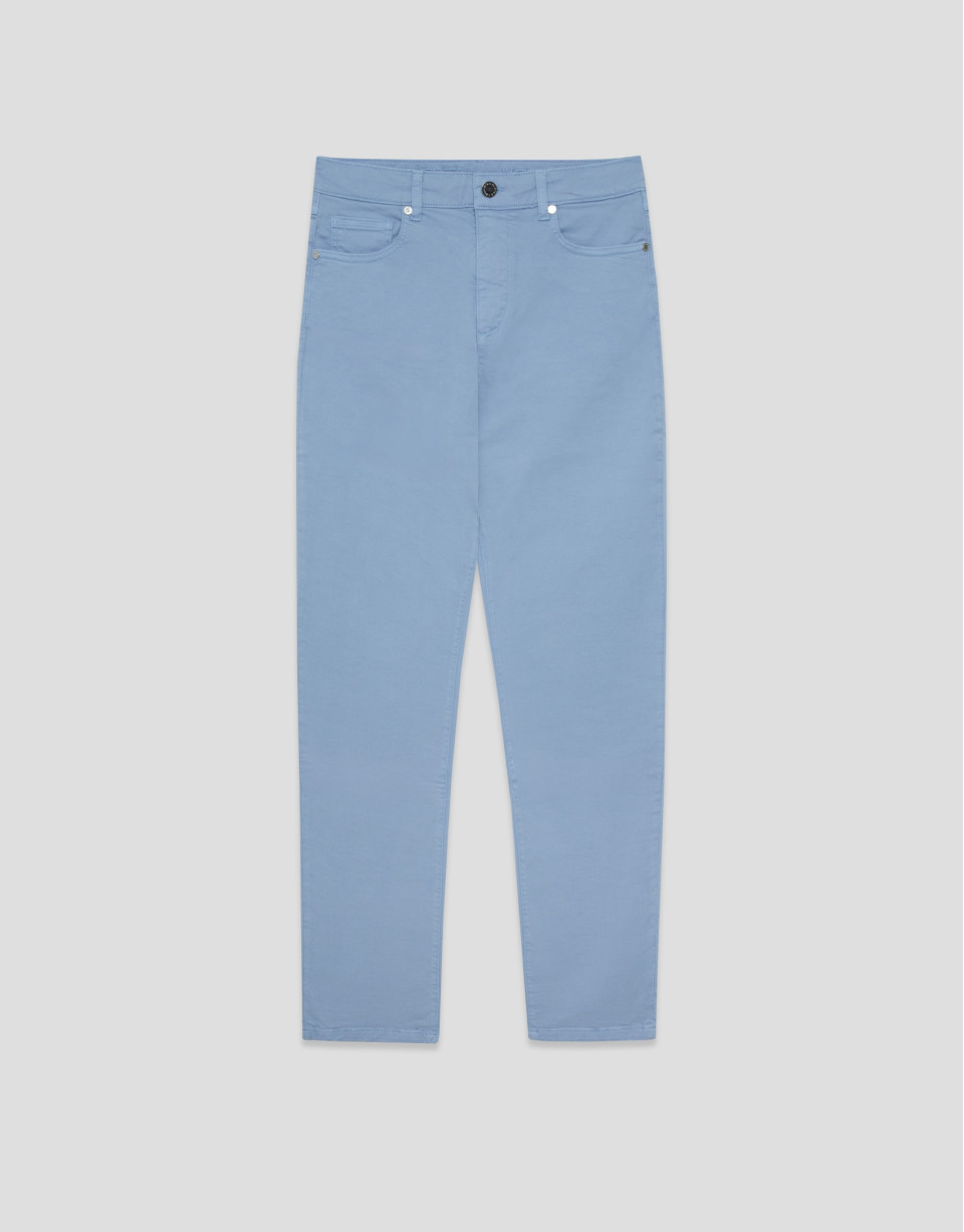 Blue cotton five-pocket skinny trousers - Woman | Roberto Verino