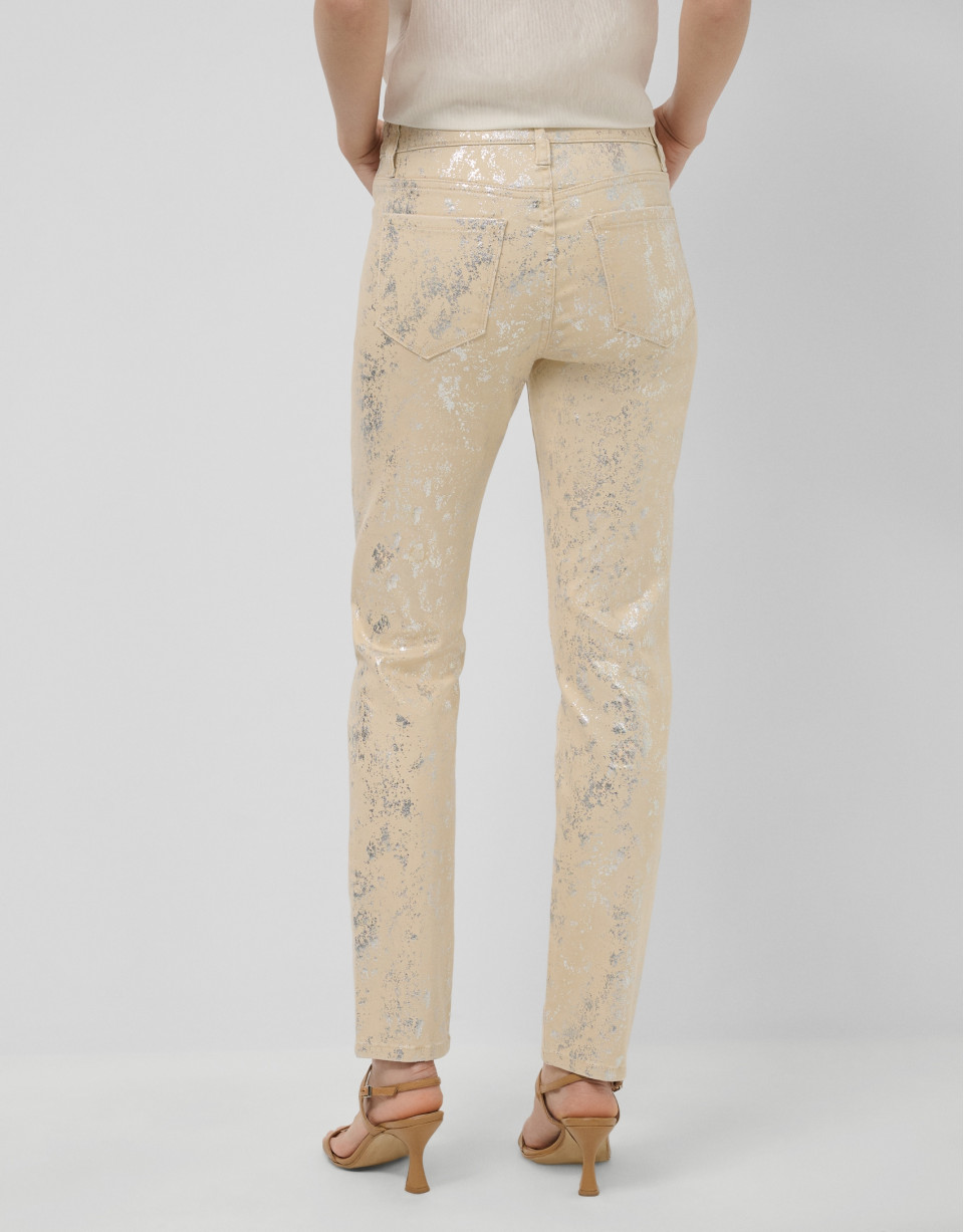 Camel five-pocket trousers with silver ... | Roberto Verino