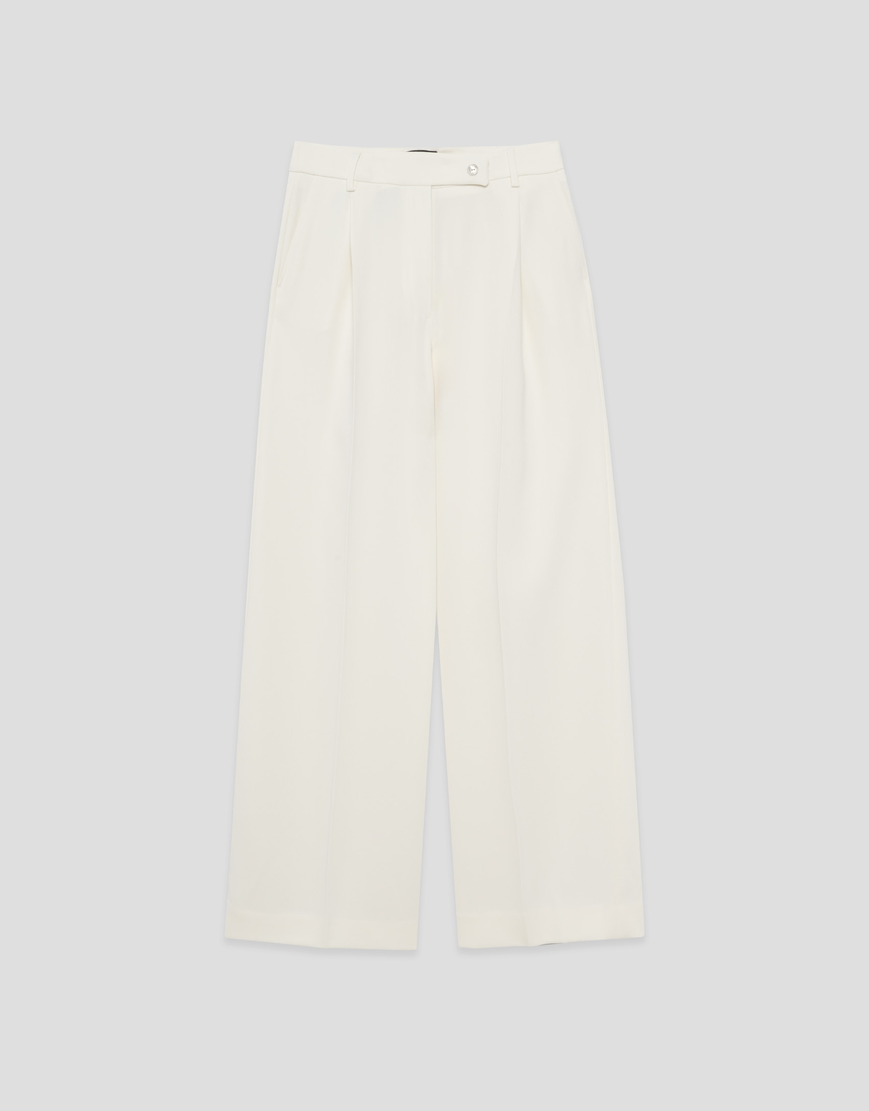 Straight trousers with crepe pleats in ecru | Roberto Verino