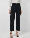 Pantalón recto con abertura crepe negro - Mujer | Roberto Verino