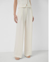 Straight trousers with crepe pleats in ecru | Roberto Verino