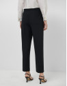 Pantalón recto con abertura crepe negro - Mujer | Roberto Verino