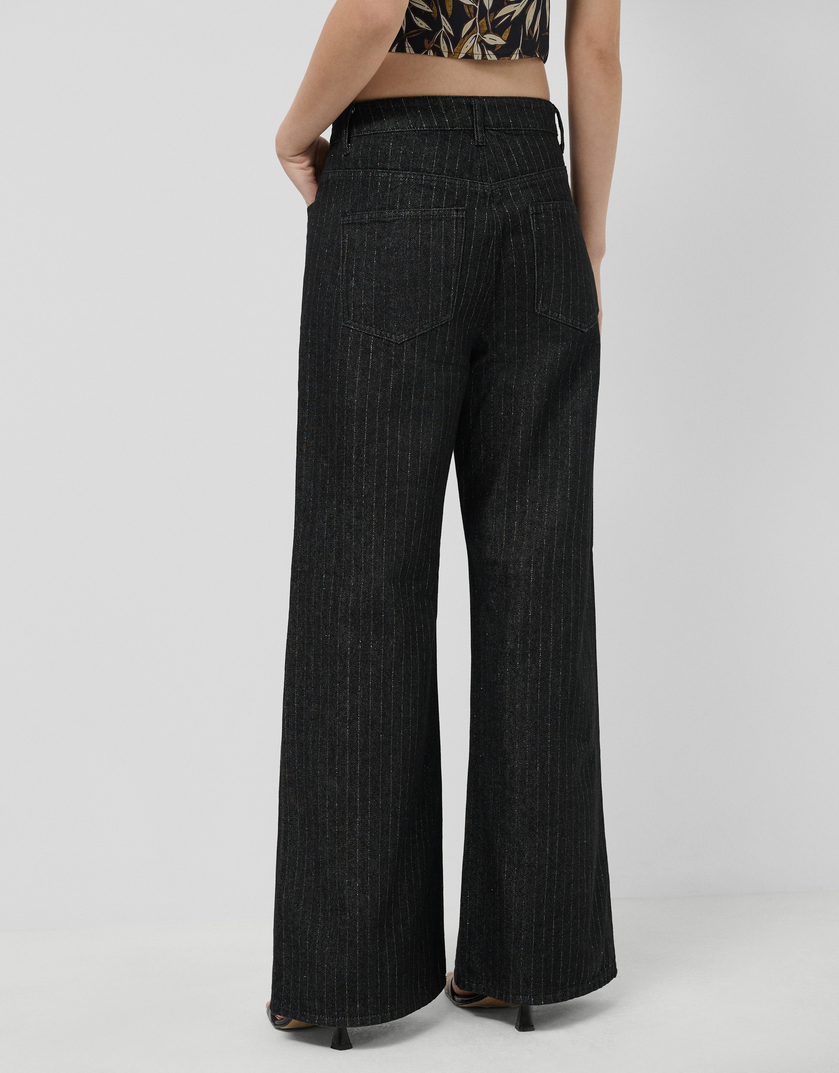 Black wide-leg jeans with lurex thread - Woman | Roberto Verino
