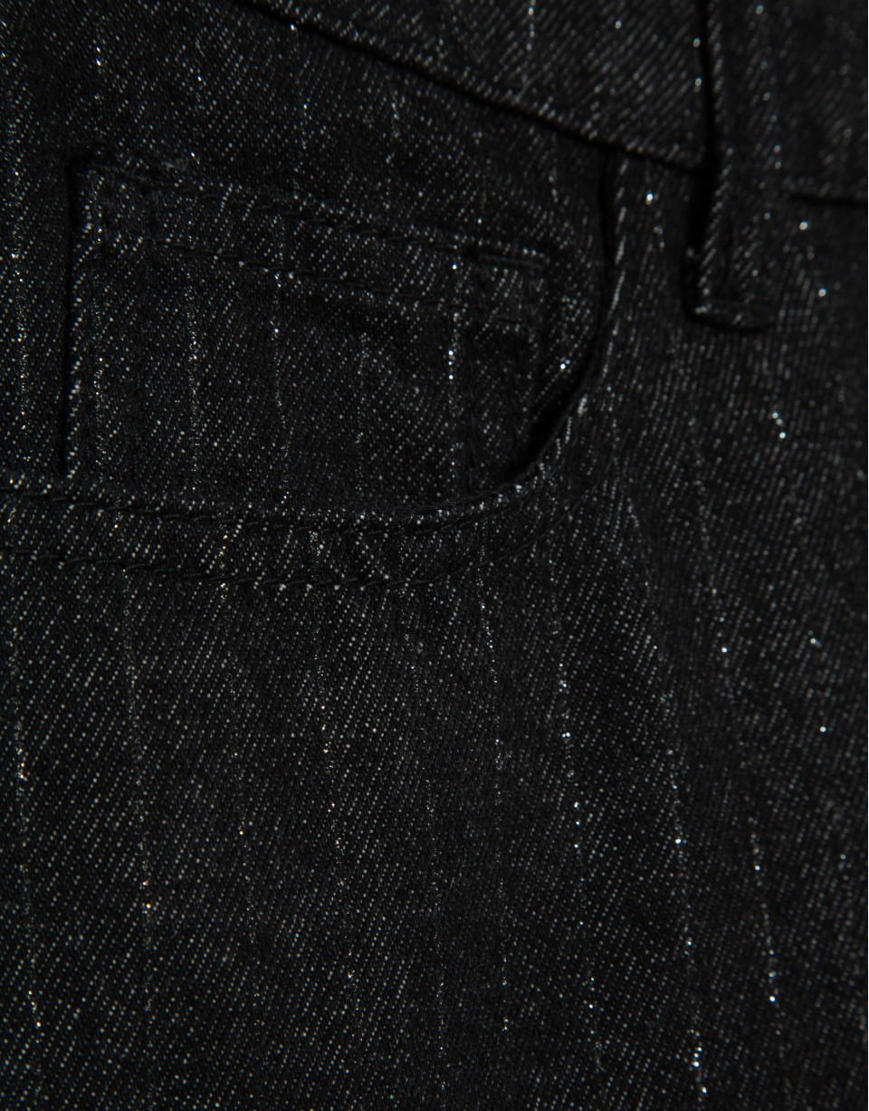 Pantalón vaquero ancho negro con hilo lúrex | Roberto Verino