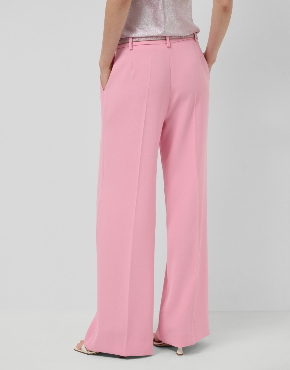 Pantalón recto con pinzas crepé rosa - Mujer | Roberto Verino