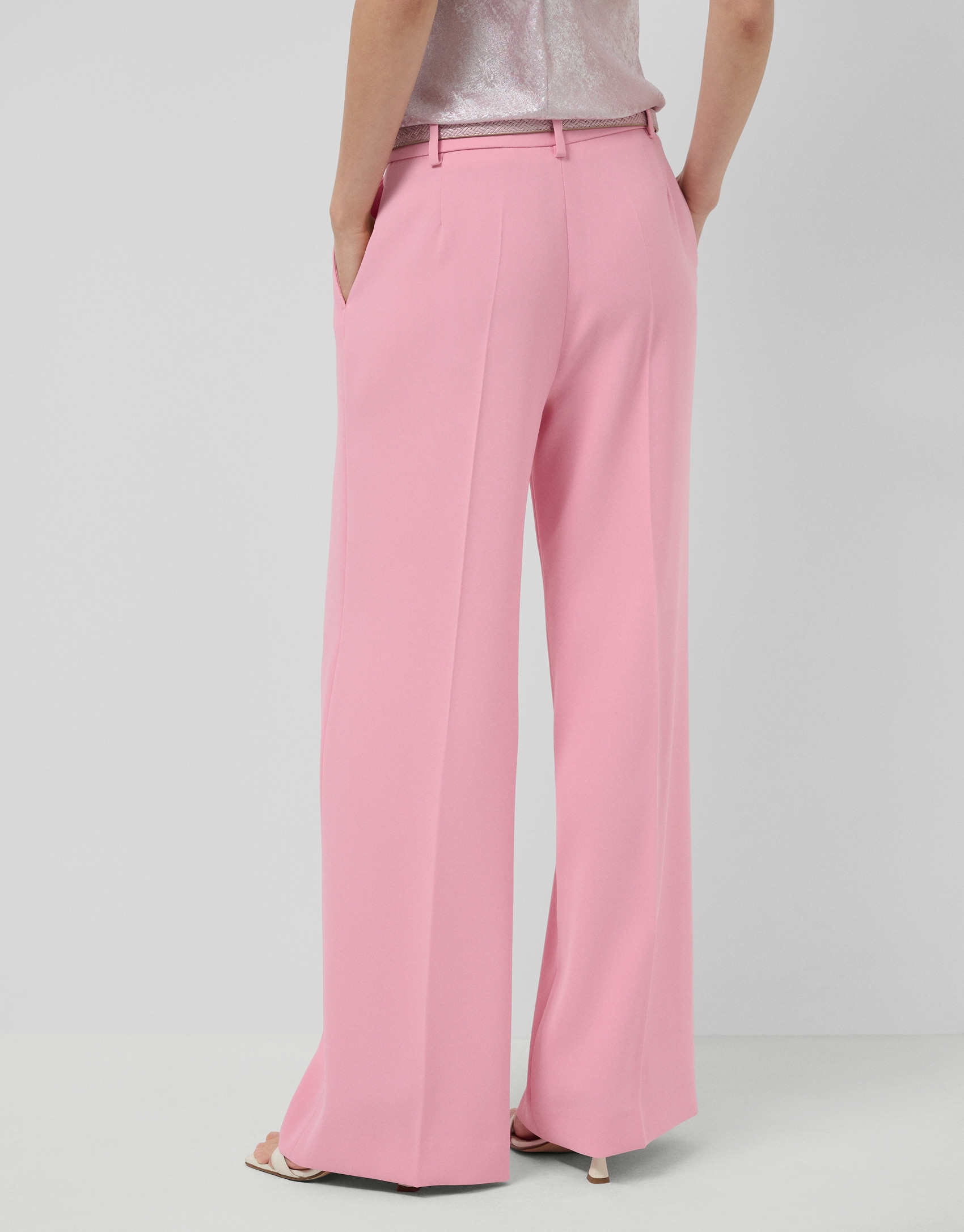 Pantalón recto con pinzas crepé rosa - Mujer | Roberto Verino