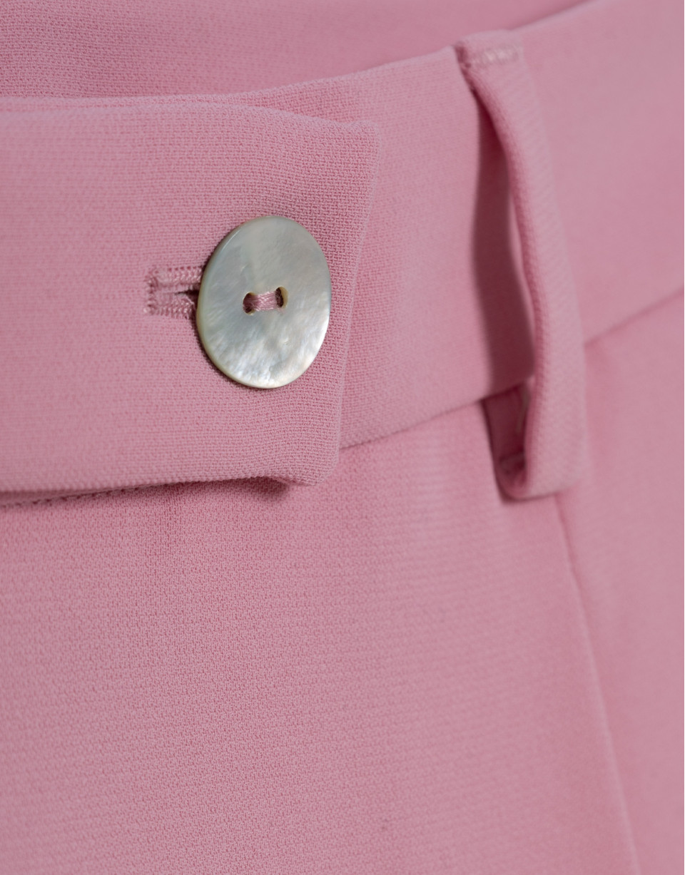 Pantalón recto con pinzas crepé rosa - Mujer | Roberto Verino