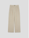 Beige pleated trousers with black pinstripes | Roberto Verino