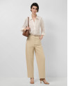Pantalón corte balloon algodón cámel - Mujer | Roberto Verino