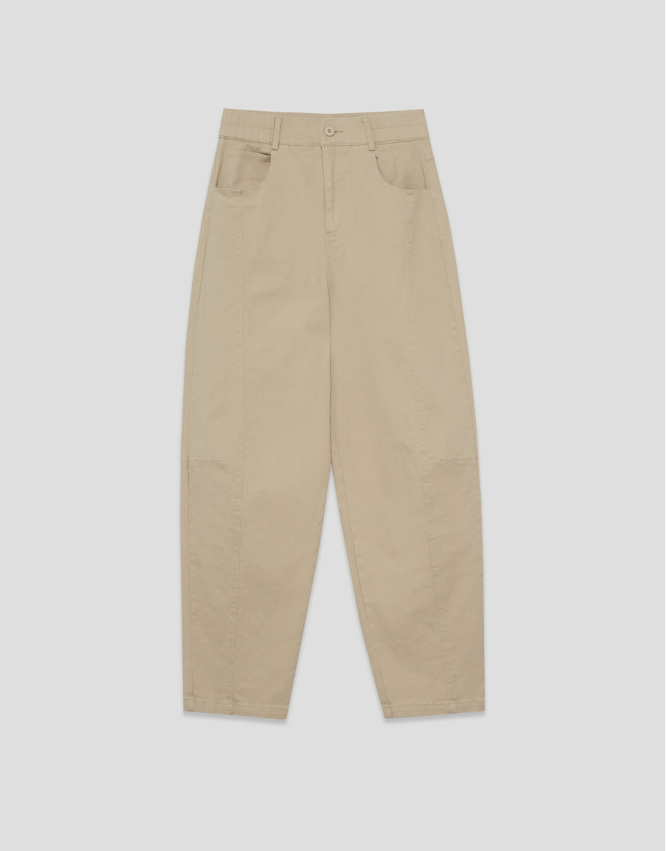 Camel cotton balloon trousers - Woman - SS2026 | Roberto Verino