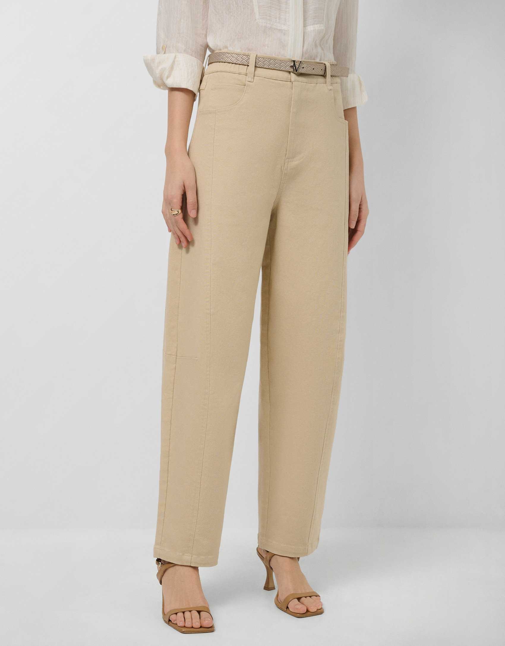Pantalón corte balloon algodón cámel - Mujer | Roberto Verino