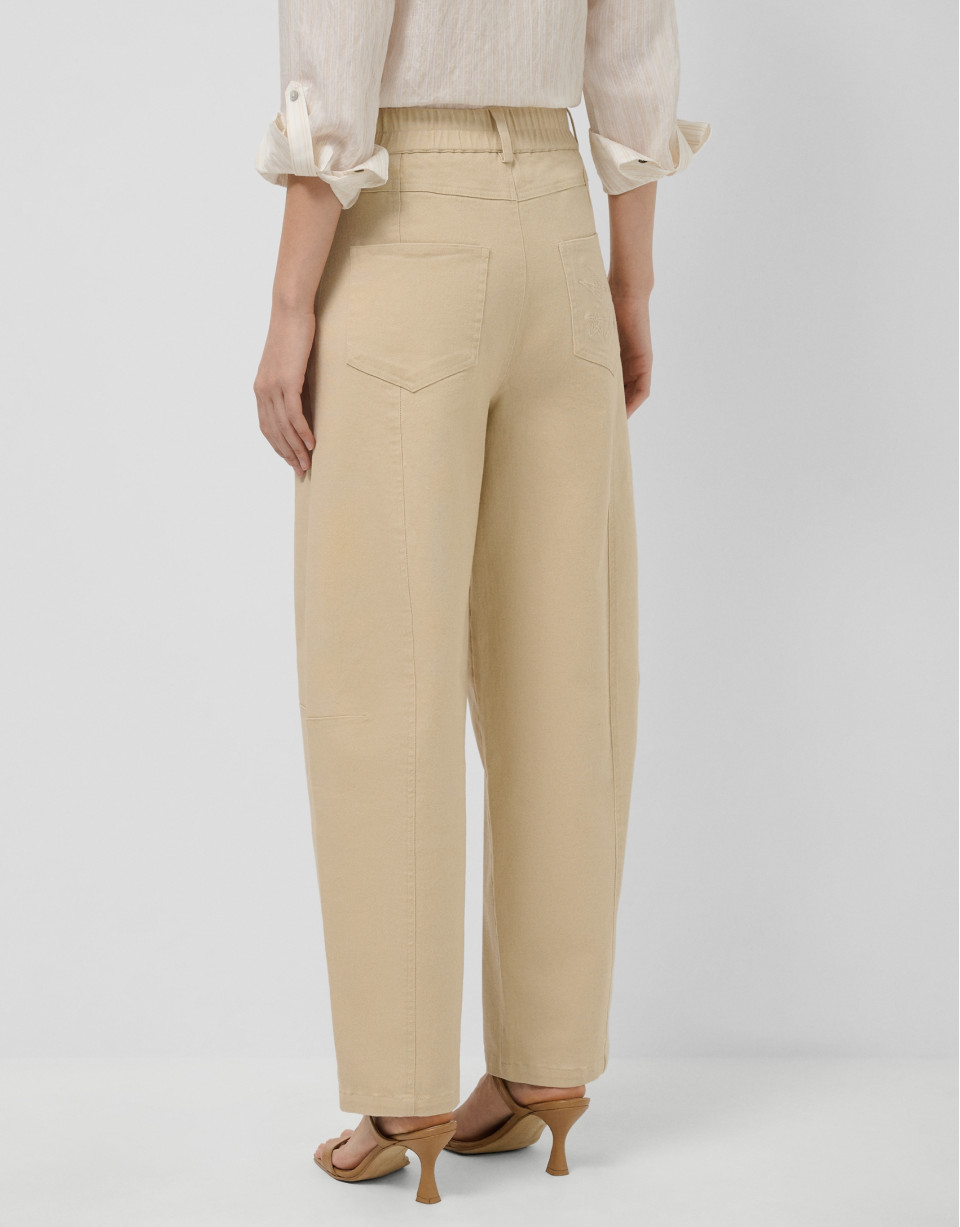 Pantalón corte balloon algodón cámel - Mujer | Roberto Verino