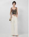Brown leaf print crepe crop top - Woman | Roberto Verino