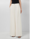 Wide-leg trousers with pleats in off-white ... | Roberto Verino