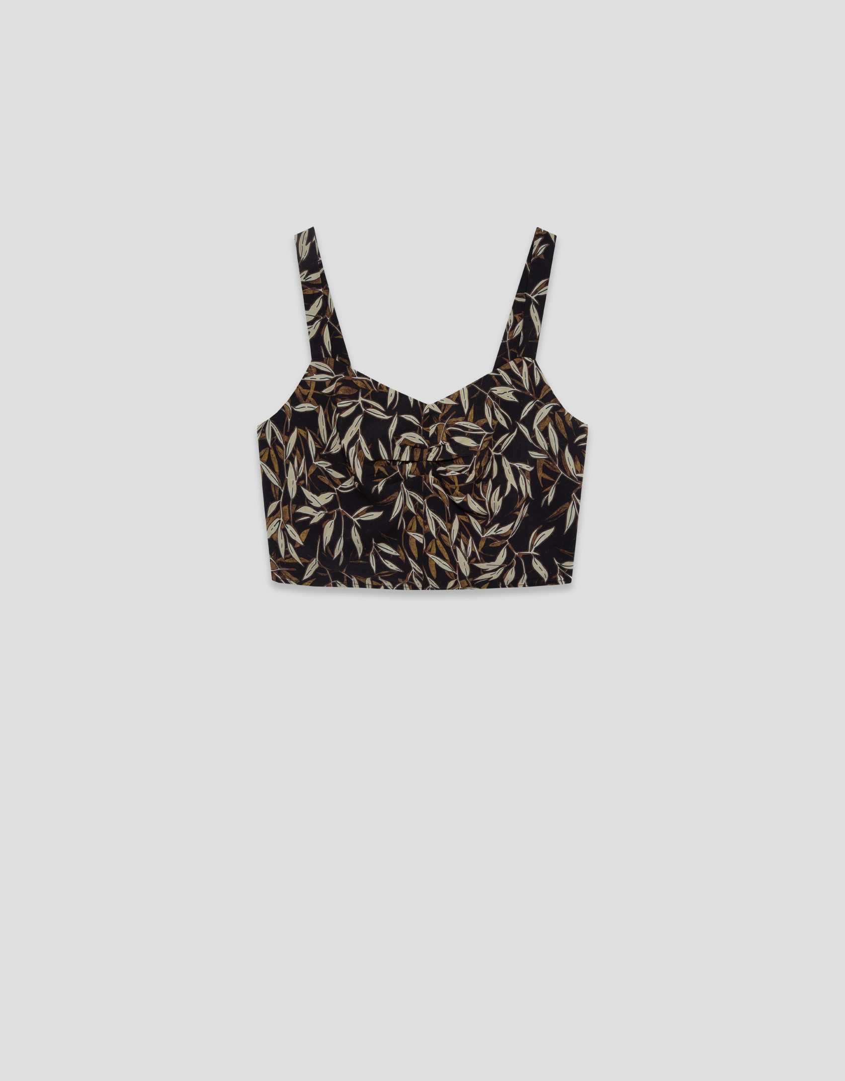 Brown leaf print crepe crop top - Woman | Roberto Verino