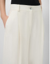 Pantalón ancho con pinzas mezcla lino blanco... | Roberto Verino