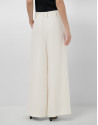 Pantalón ancho con pinzas mezcla lino blanco... | Roberto Verino