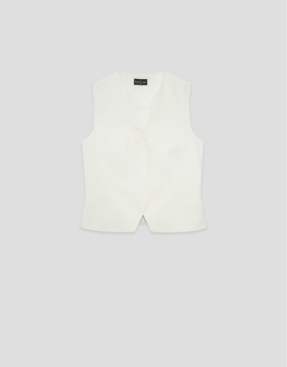 Structured ecru crepe top - Woman - SS2026 | Roberto Verino