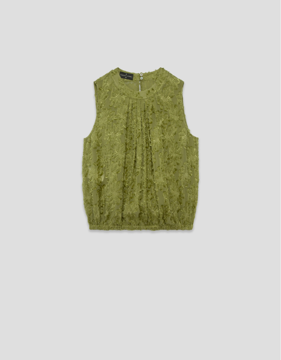 Moss green fill coupé gathered top - Woman | Roberto Verino
