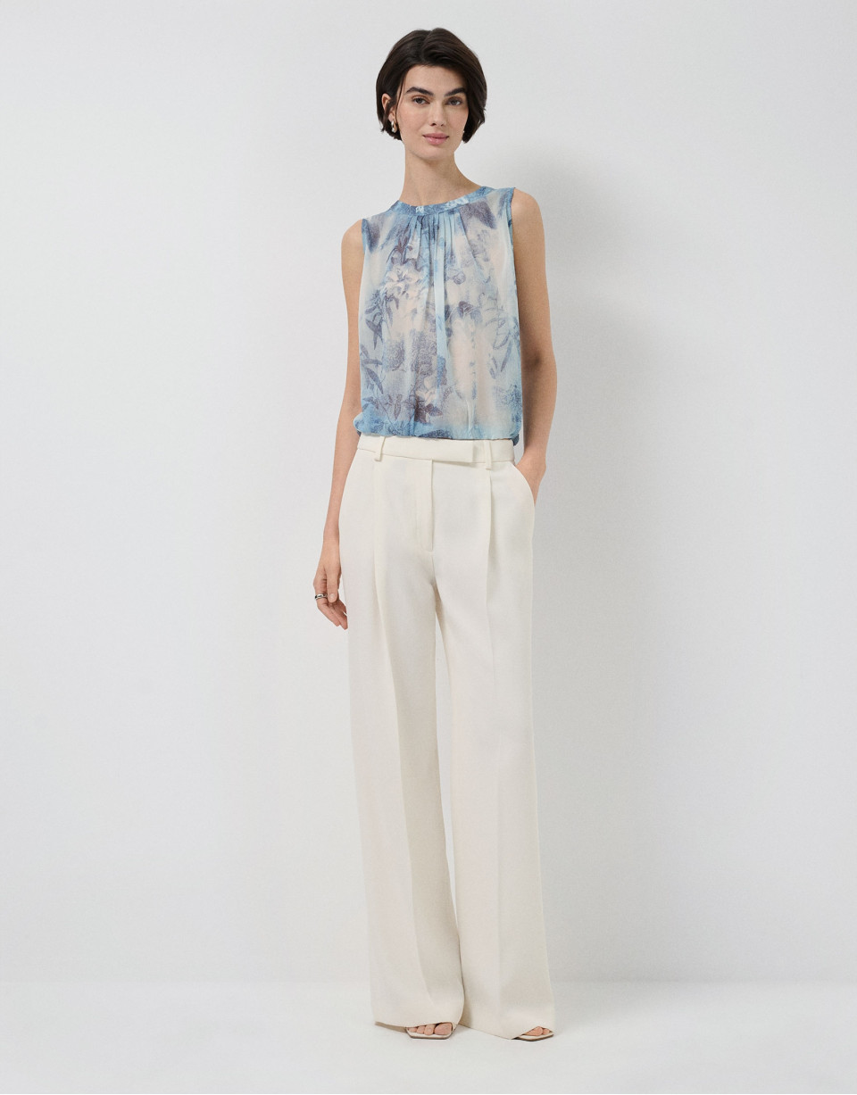 Lightweight blue-toned gathered top - Woman | Roberto Verino