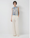 Lightweight blue-toned gathered top - Woman | Roberto Verino