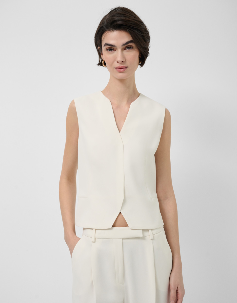 Structured ecru crepe top - Woman - SS2026 | Roberto Verino