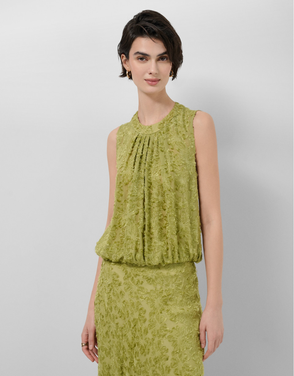 Moss green fill coupé gathered top - Woman | Roberto Verino